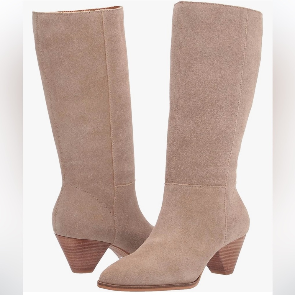 Lucky Brand Fukko Mid Calf Leather Suede Boots 8 - Picture 3 of 7